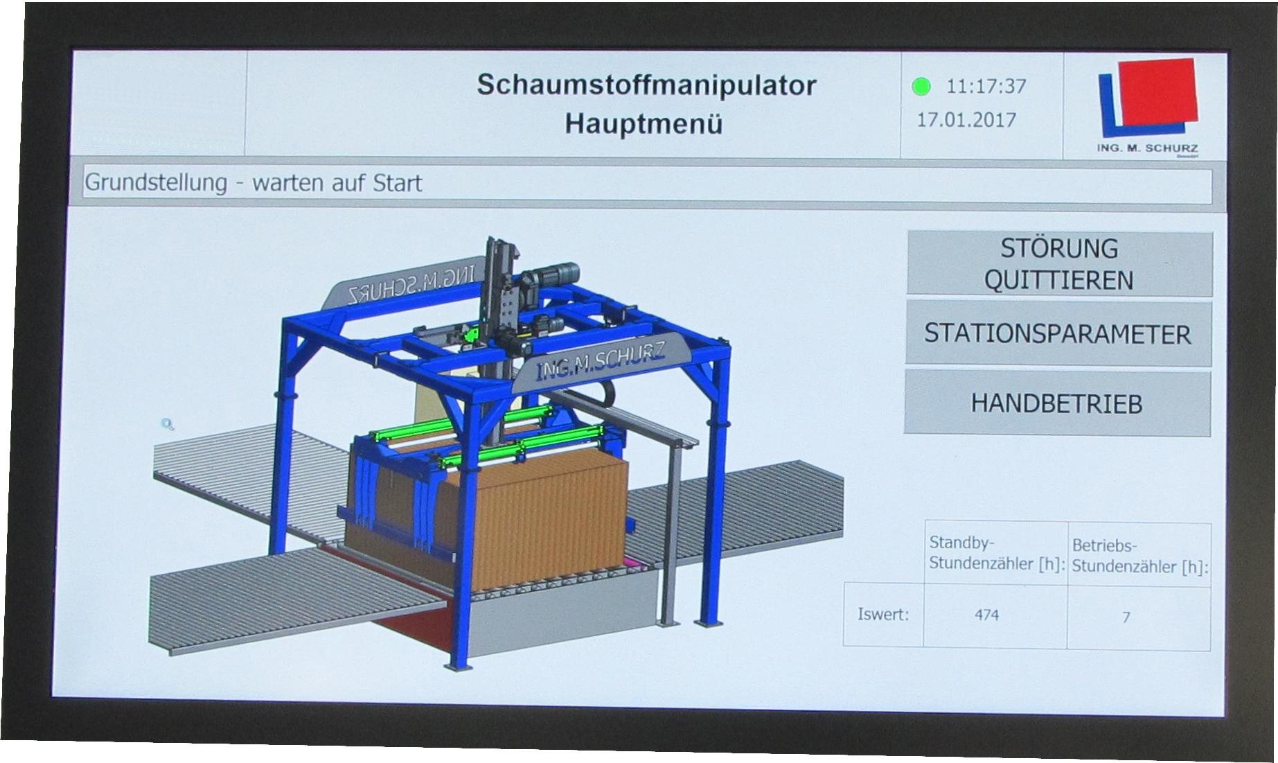 Schaumstoffballenmanipulator stationär und automatisiert, Software