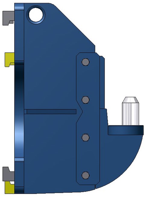 CAD Rendering des wechselbaren Aufnahmebolzens für Schurz Containermanipulator